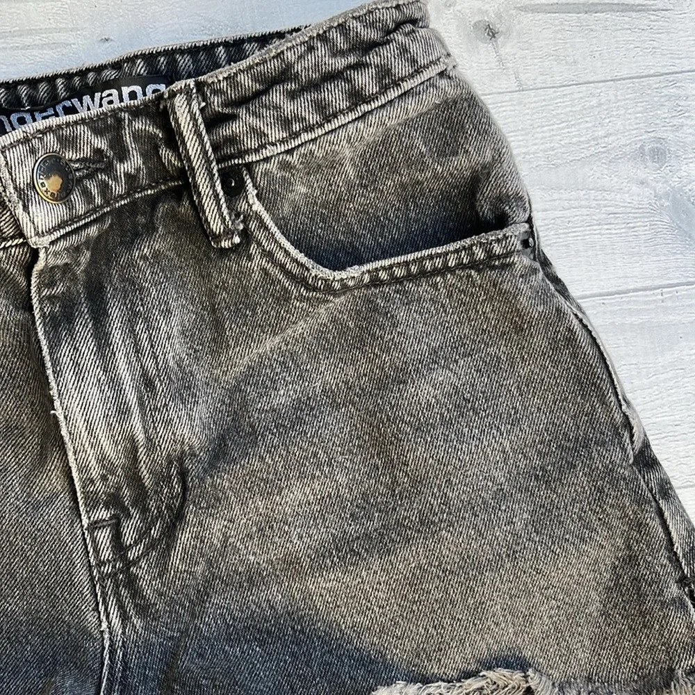 Alexander Wang Faded Black Bite High Rise Cut Off Shorts 24 - Picture 4 of 7